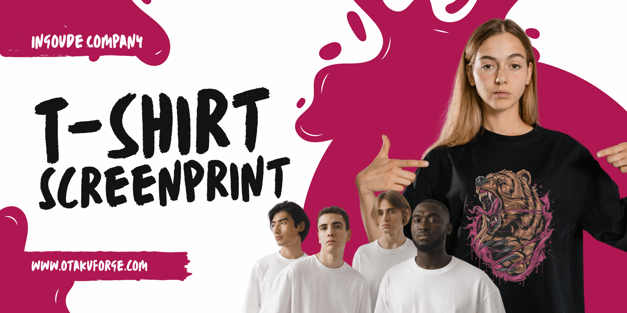 Red & White Minimalist T Shirt Screen Print Promotion Banner