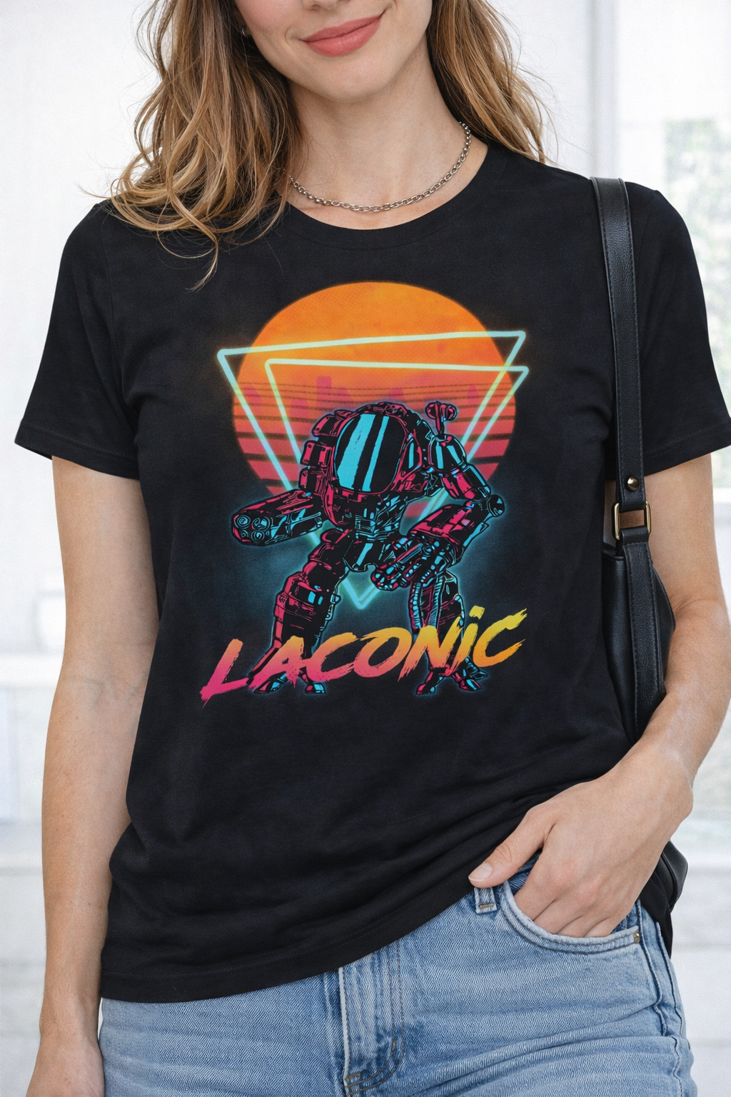 Neon Horizon Robot Tee 2